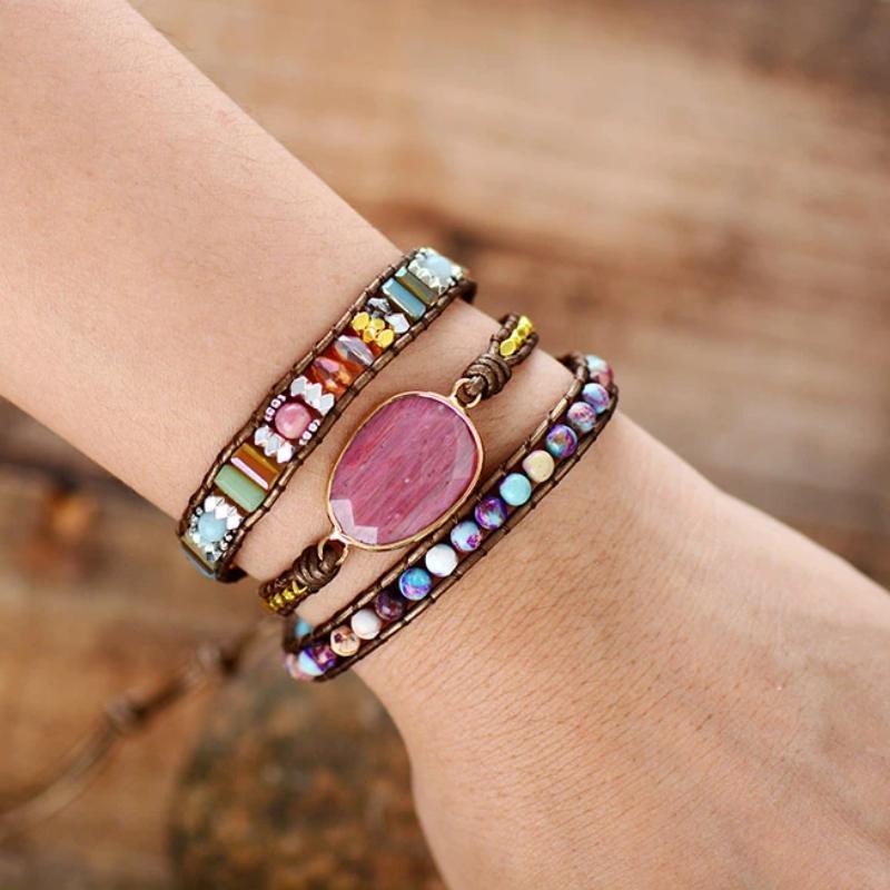 Rosa böhmische Wrap Armband FERVENT Official Store