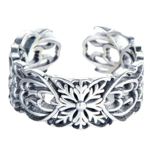 Silber offene Lotusblumenring bamoer Official Store
