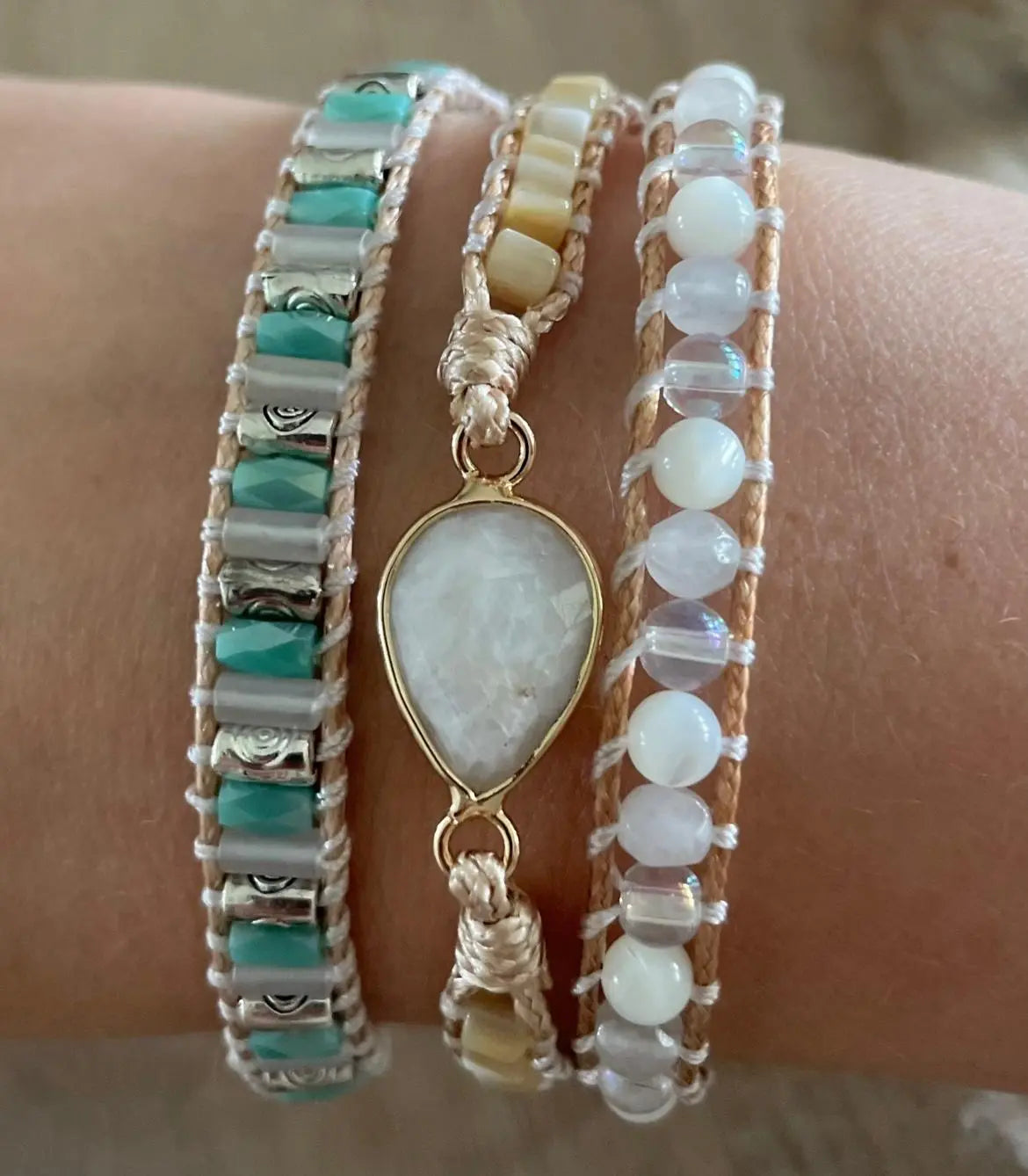 Mondstein Tropfen Wickelarmband MySpirituals Deutschland
