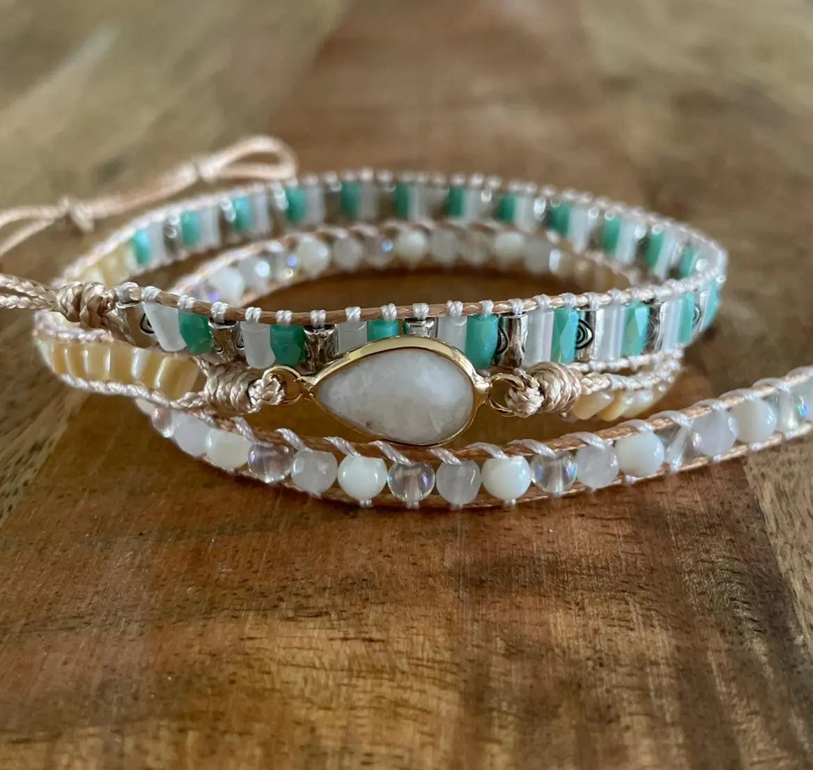 Mondstein Tropfen Wickelarmband MySpirituals Deutschland