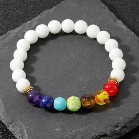 7 Chakra Weißer Achat Armband - MySpirituals