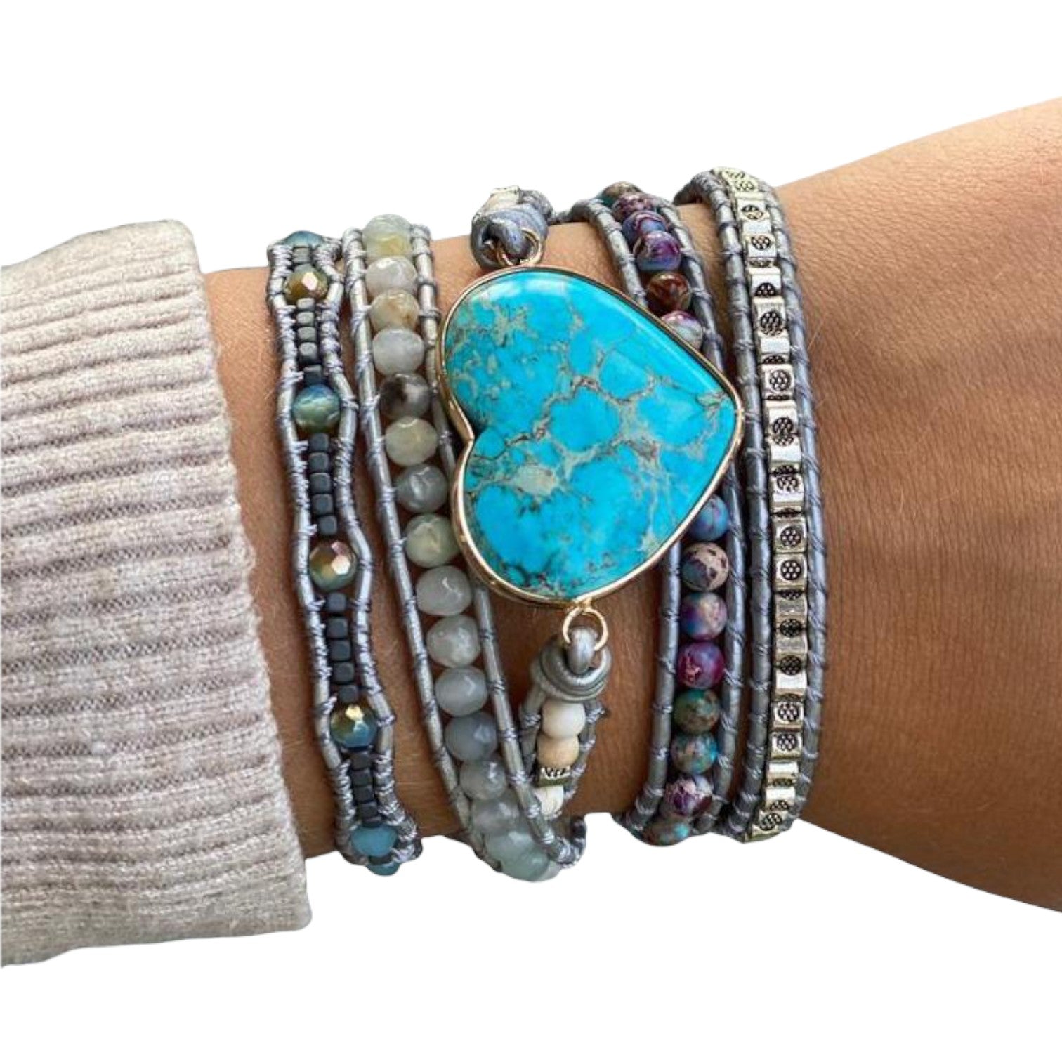 Amazonit-Herzwickelarmband MySpirituals Duitsland