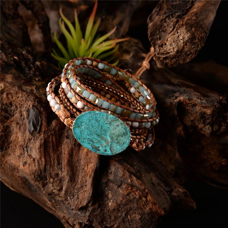Beruhigender Ozean Naturstein - Wickelarmband YGLINE Official Store