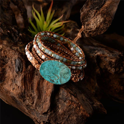 Beruhigender Ozean Naturstein - Wickelarmband YGLINE Official Store