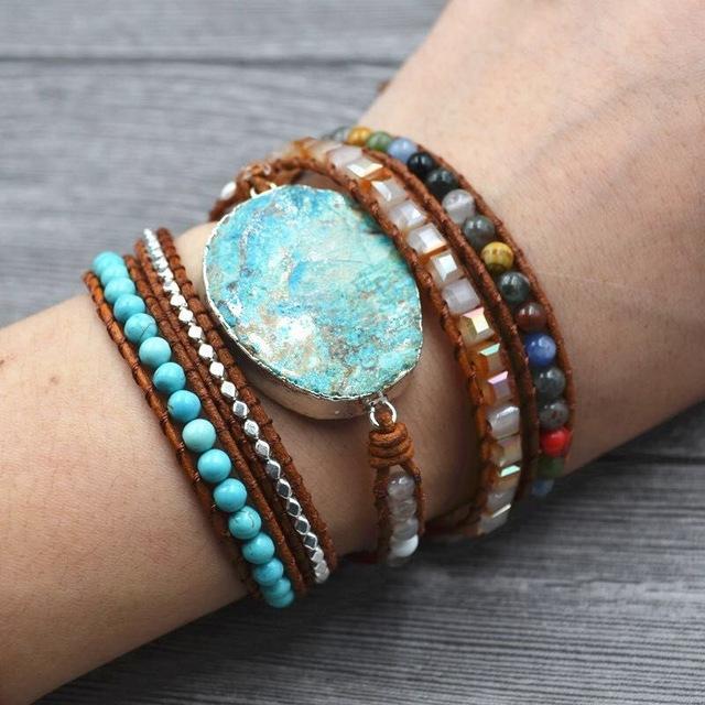 Beruhigender Ozean Naturstein - Wickelarmband YGLINE Official Store