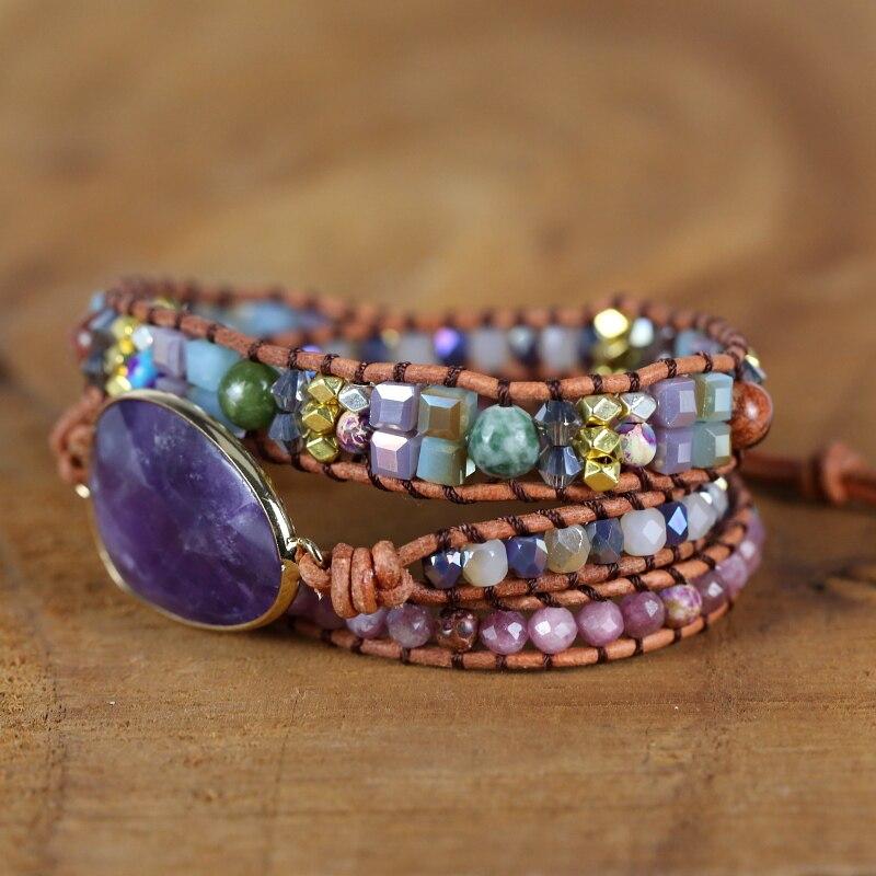 Lila Naturstein Quarz Wickelarmband FERVENT Official Store