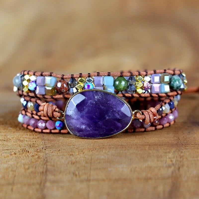 Lila Naturstein Quarz Wickelarmband FERVENT Official Store