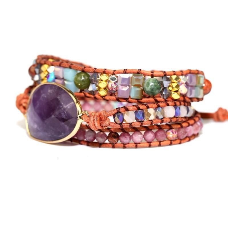 Lila Naturstein Quarz Wickelarmband FERVENT Official Store