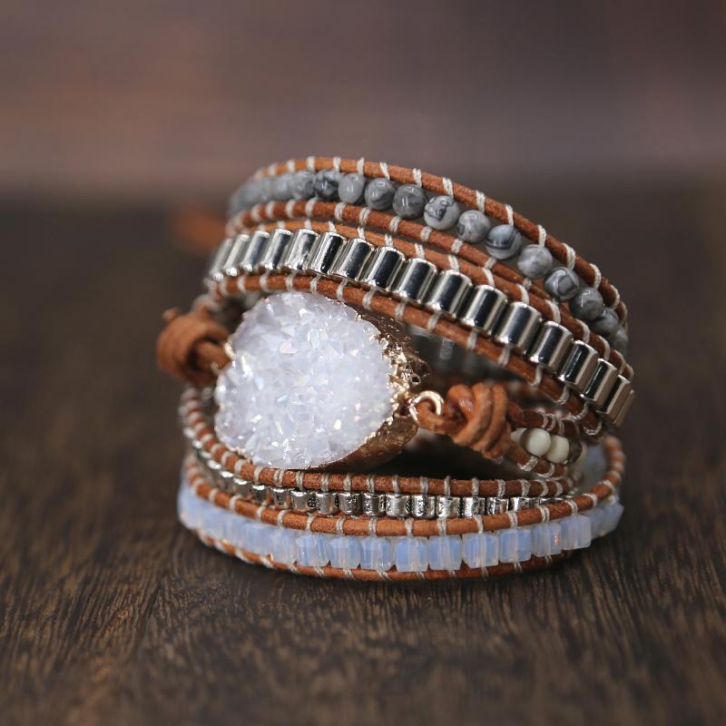 Naturstein Quarz  Wickelarmband FERVENT Official Store