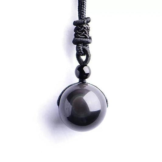 Schwarze Obsidian-Regenbogen-Halskette QIANXU Official Store