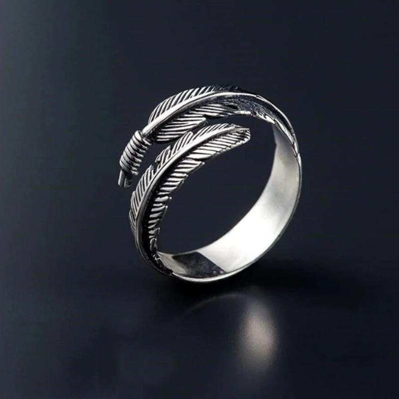 Silber Retro Federn Ring YGLINE Official Store