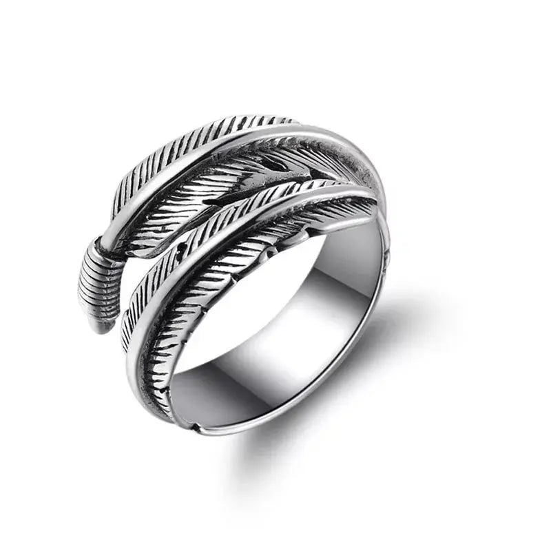 Silber Retro Federn Ring YGLINE Official Store