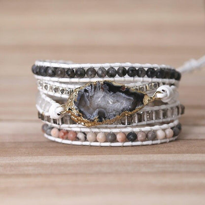Weißes Leder-Wickelarmband FERVENT Official Store