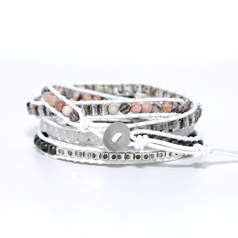 Weißes Leder-Wickelarmband FERVENT Official Store