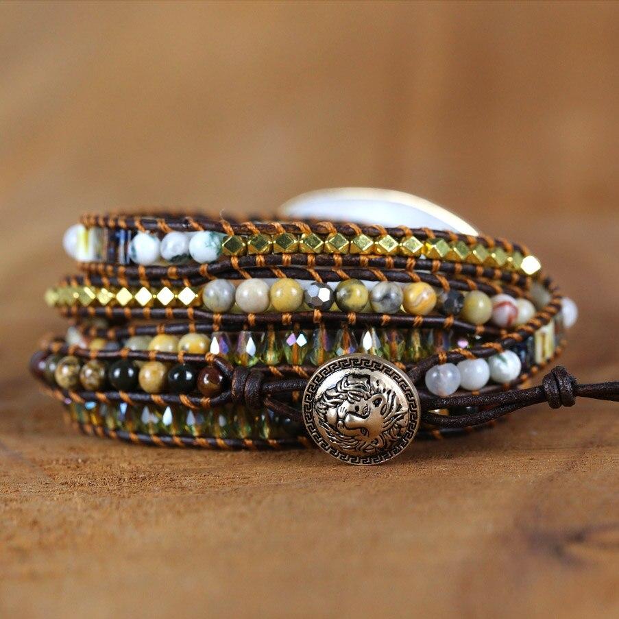 Weißes Naturstein Quarz Wickelarmband YGLINE Official Store