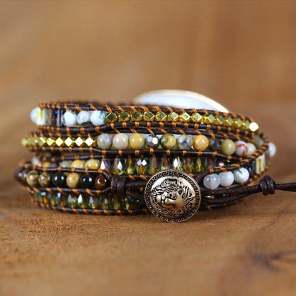 Weißes Naturstein Quarz Wickelarmband YGLINE Official Store
