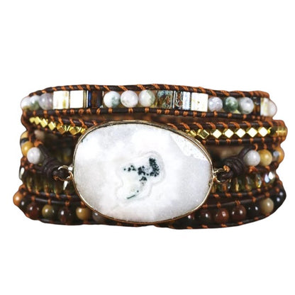 Weißes Naturstein Quarz Wickelarmband YGLINE Official Store